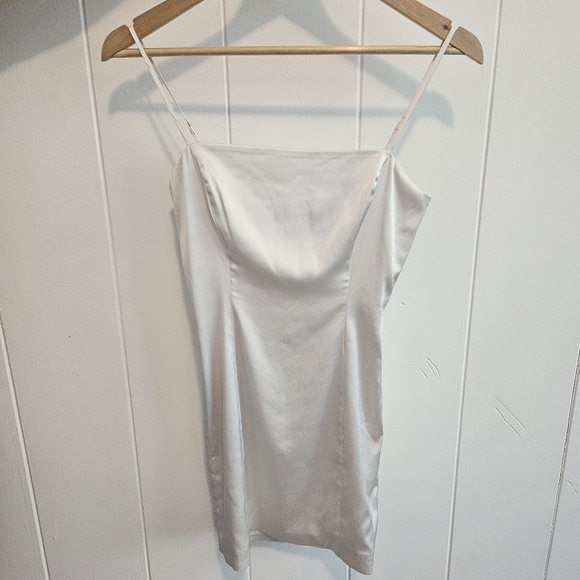 Aritzia Sunday Best Satin Mini Dress White - Picture 3 of 7